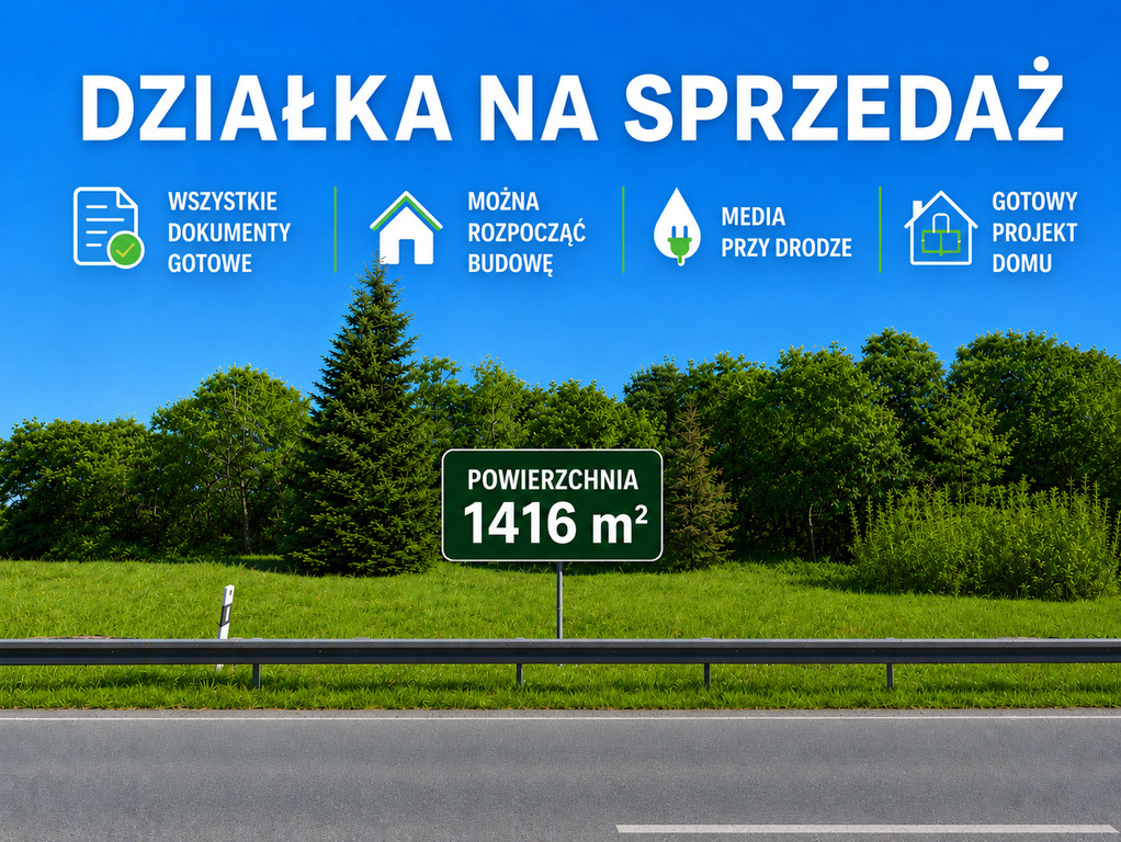 Działka na sprzedaż  1 416 m2 | Arka Nieruchomości