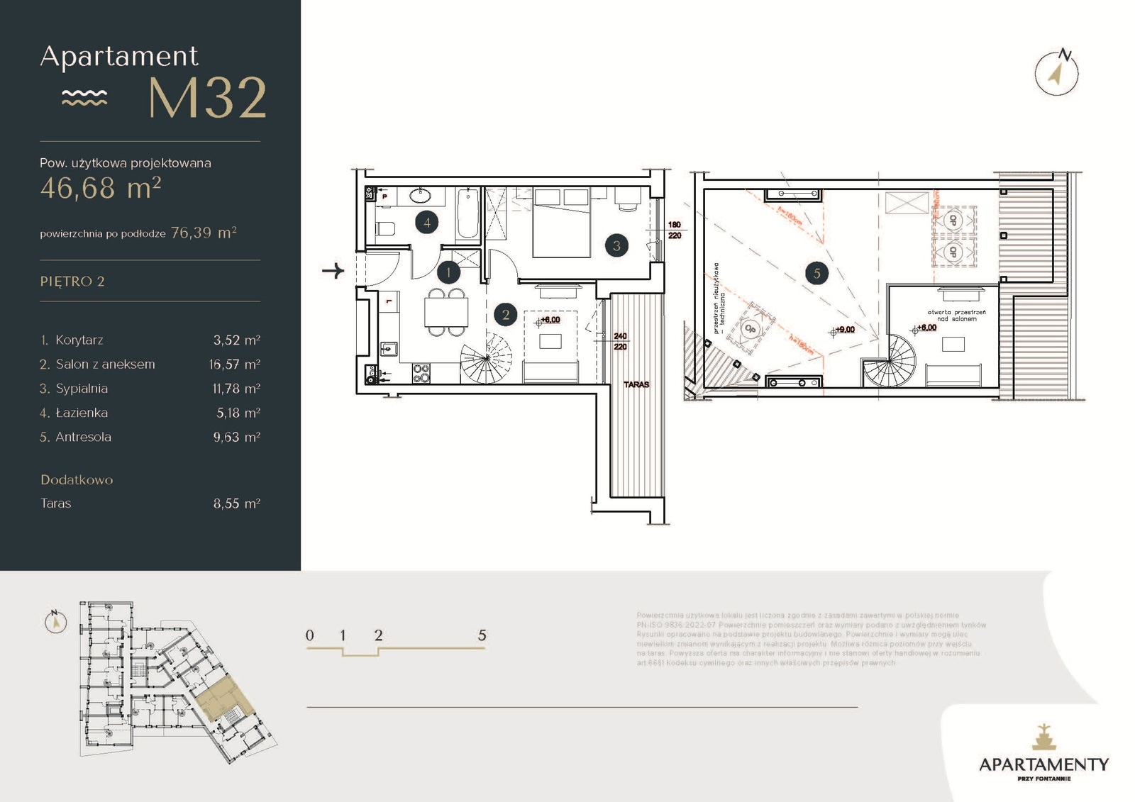 Apartament M32 – Duża sypialnia i antresola