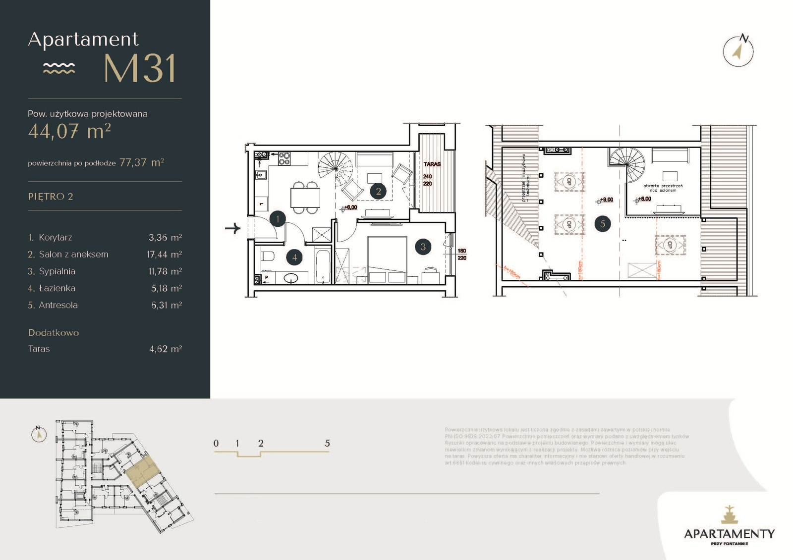 Apartament M31 - Dwupokojowy z antresolą