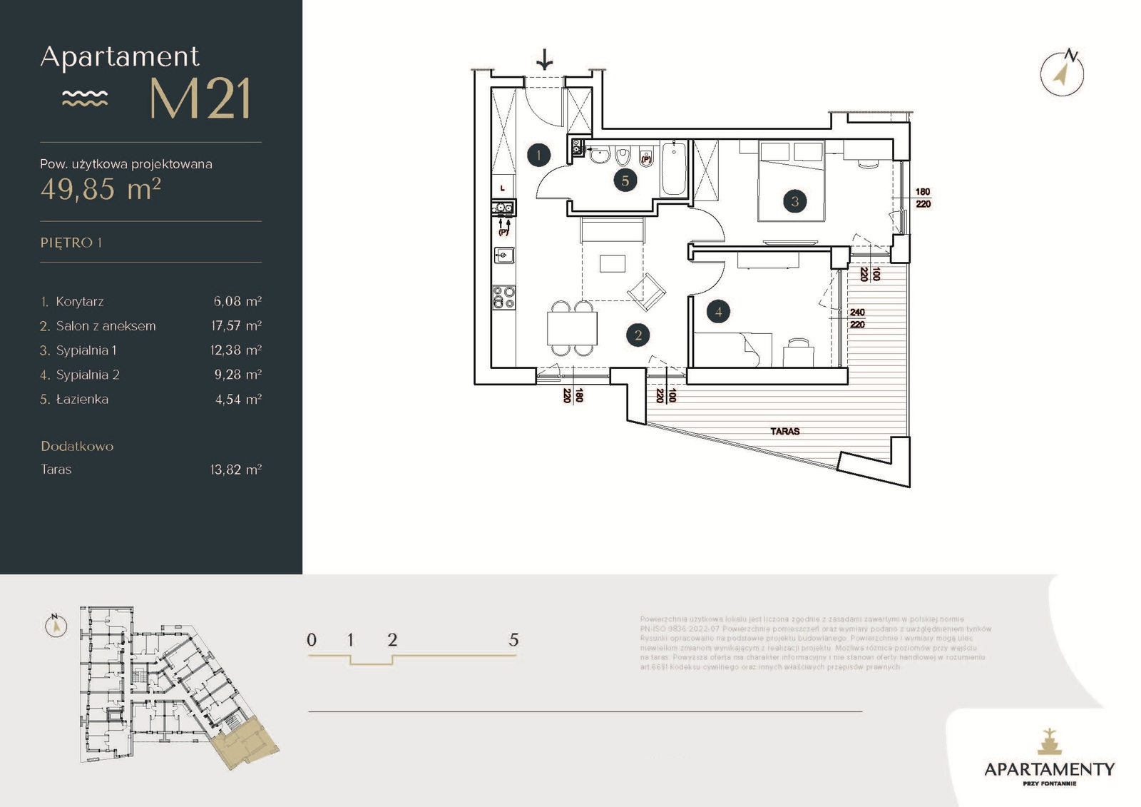 Apartament M21 – 2 sypialnie i 14-metrowy taras
