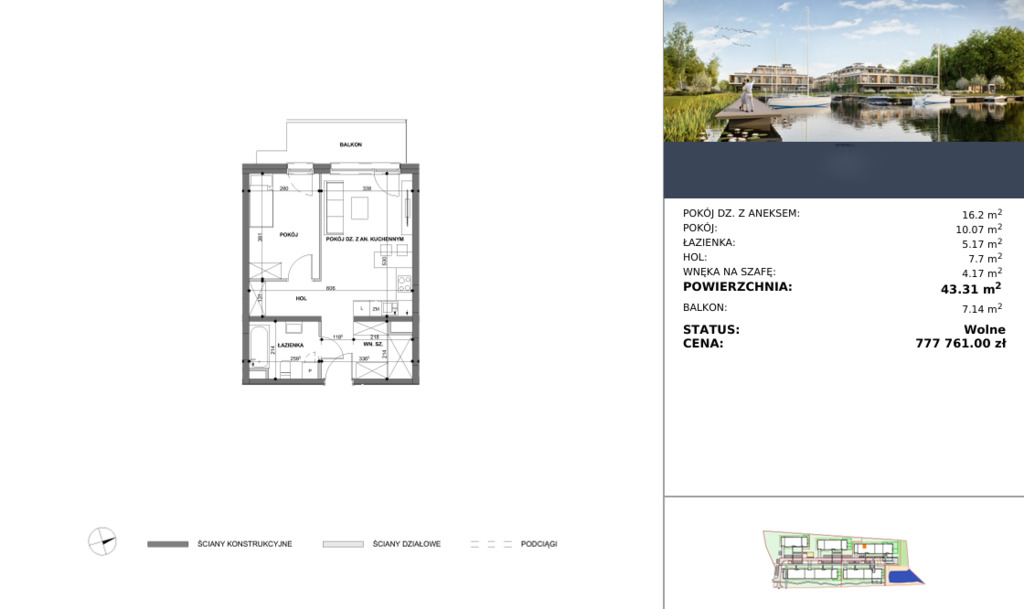 Mieszkanie na sprzedaż Szczecin, Dąbie 43 m2 | Arka Nieruchomości