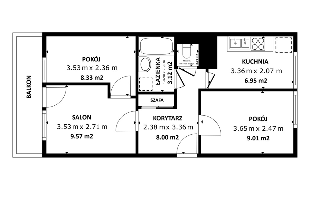 Mieszkanie na sprzedaż Szczecin, Zawadzkiego 42 m2 | Arka Nieruchomości