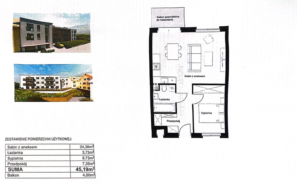 Mieszkanie na sprzedaż Szczecin, Warszewo 45 m2 | Arka Nieruchomości