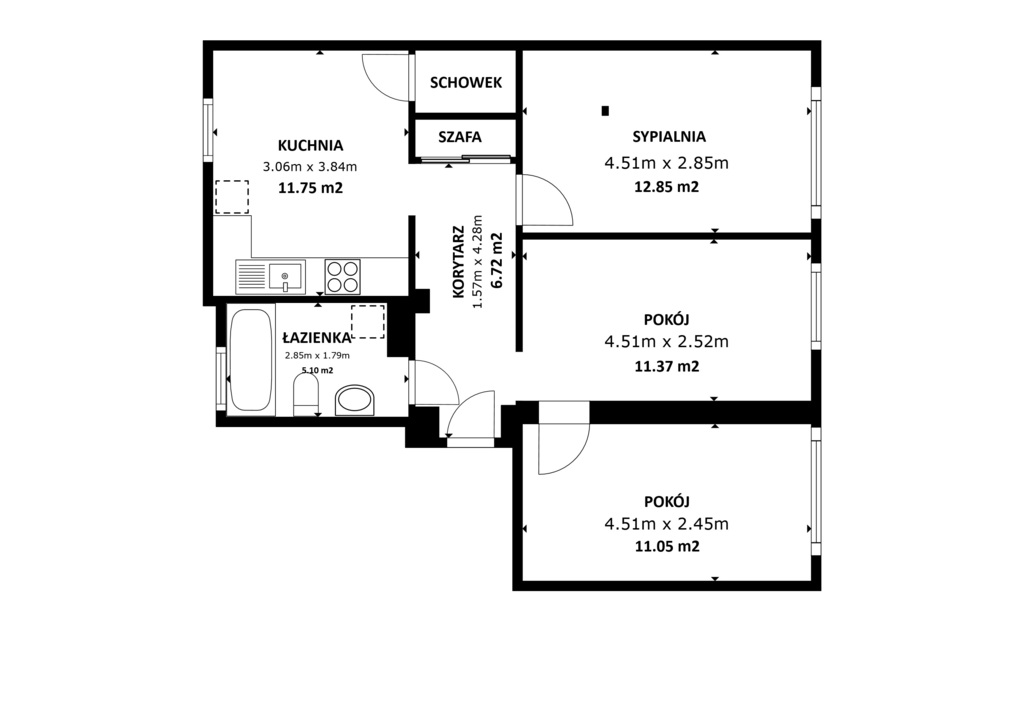 Mieszkanie na sprzedaż Szczecin, Niebuszewo 62 m2 | Arka Nieruchomości