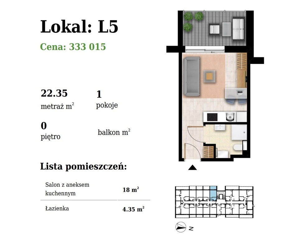 Mieszkanie na sprzedaż Grzybowo 22 m2 | Arka Nieruchomości