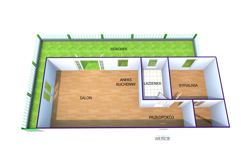 Mieszkanie z ogródkiem | Wróbla Staw | 2 pokoje