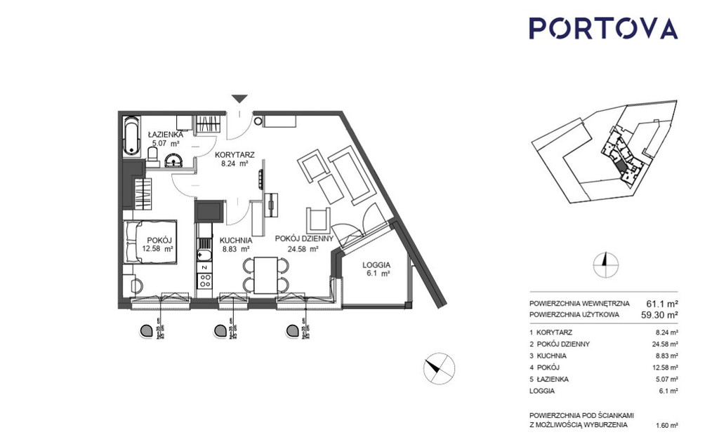 Portova | widok na panoramę Gdyni | 15 piętro