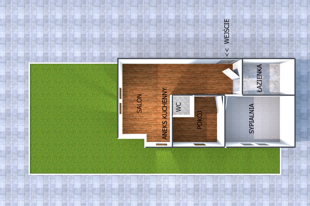 W pełni wyposażone 3 pokoje z dużym ogrodem