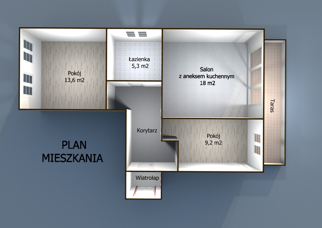 3-pokojowe mieszkanie z dużym tarasem – komfort i