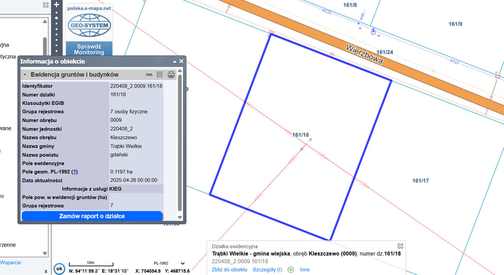 Płaska działka w spokojnej okolicy