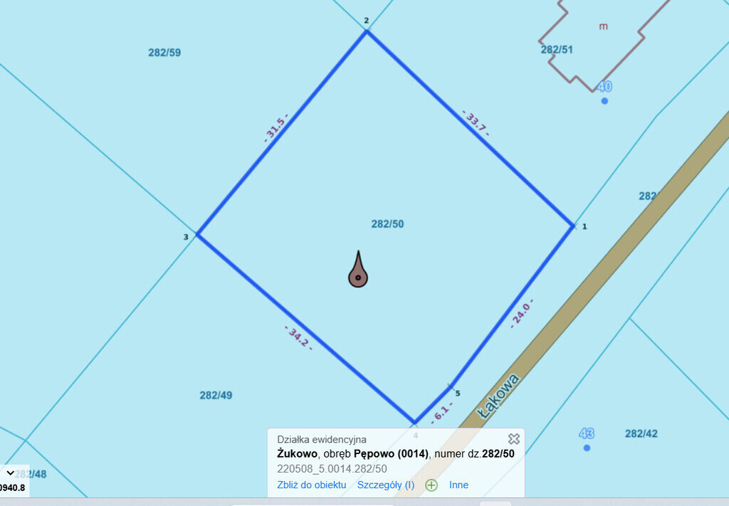 Działka niedaleko lasu w Pępowie k. Gdańska