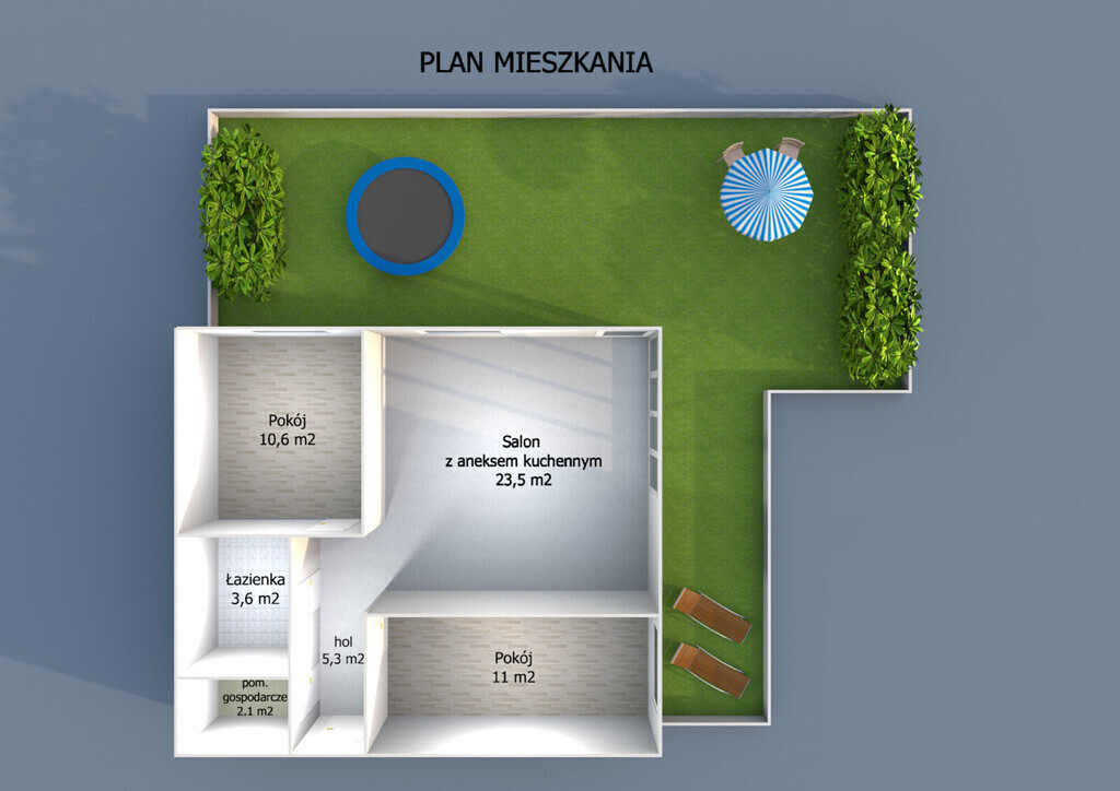 3 pokoje z dużym tarasem w Gdyni