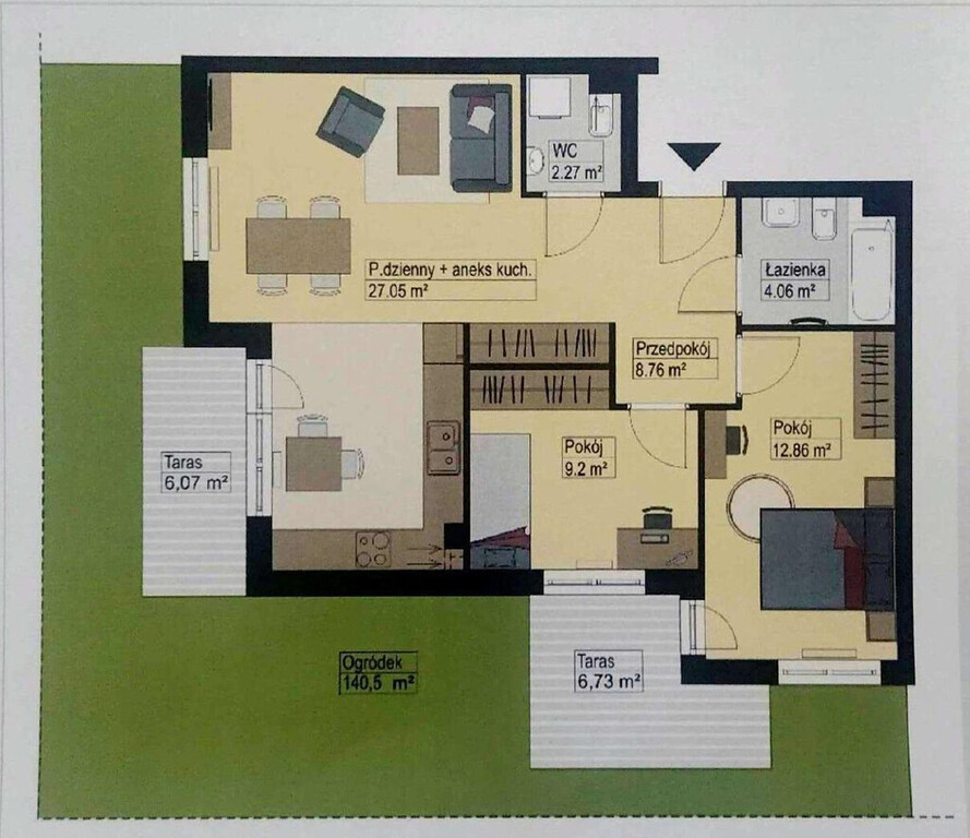 Ustawne 3 pokoje, ogród 140m2, warsztat, komórka