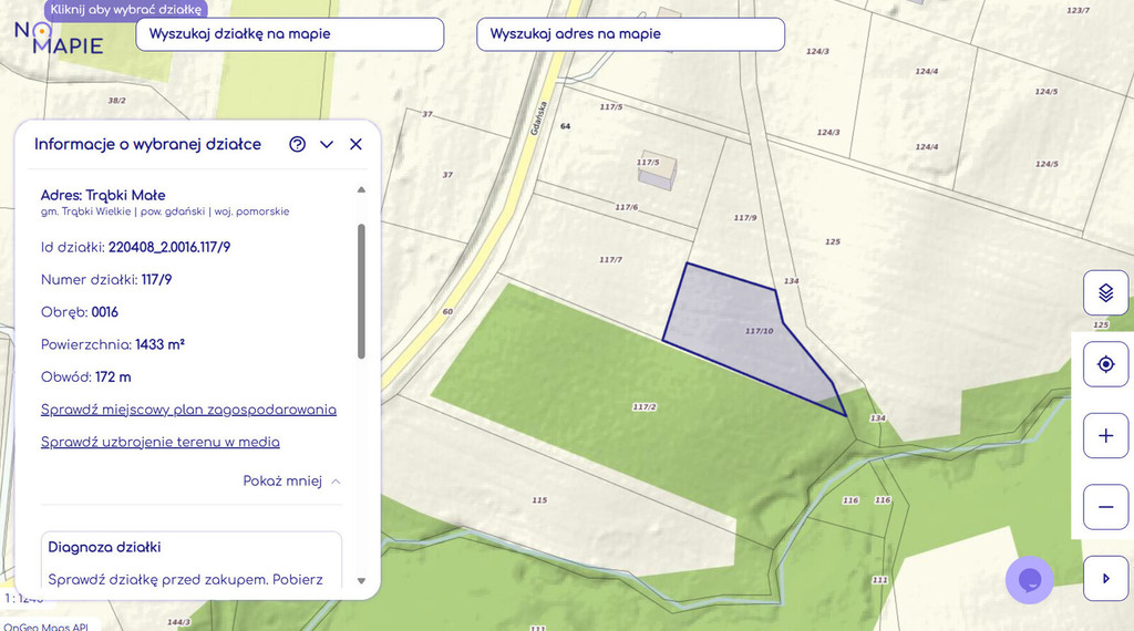 Działka budowlana 2299m2 przy lesie | Trąbki Małe