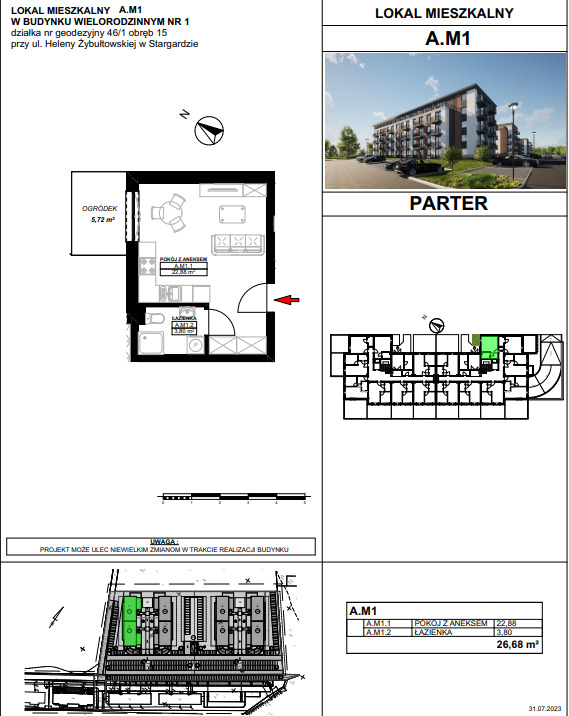 Mieszkanie na sprzedaż Stargard 27 m2 | Arka Nieruchomości