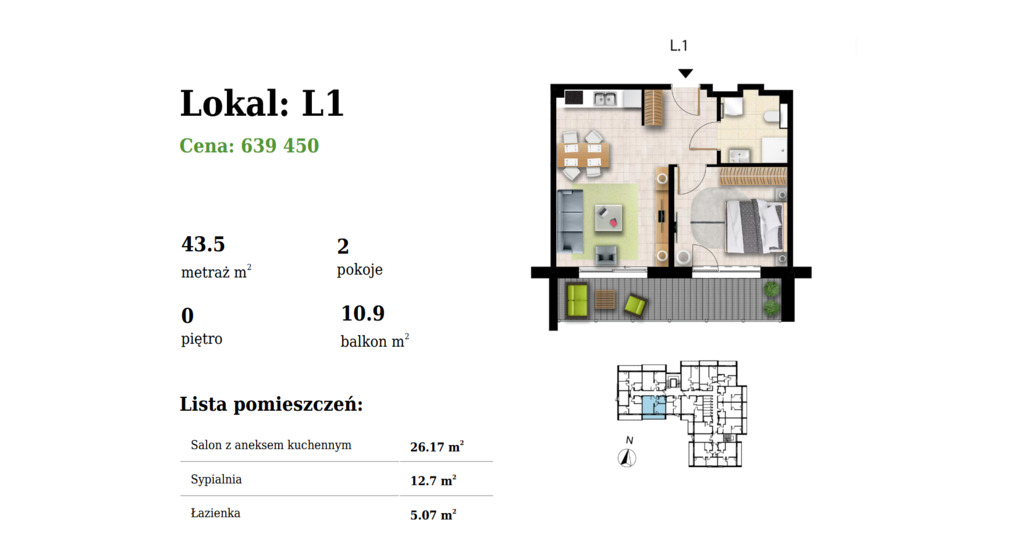 Mieszkanie na sprzedaż Grzybowo 44 m2 | Arka Nieruchomości