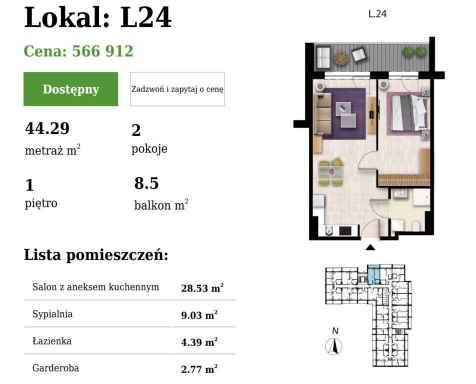 Mieszkanie na sprzedaż Grzybowo 44 m2 | Arka Nieruchomości