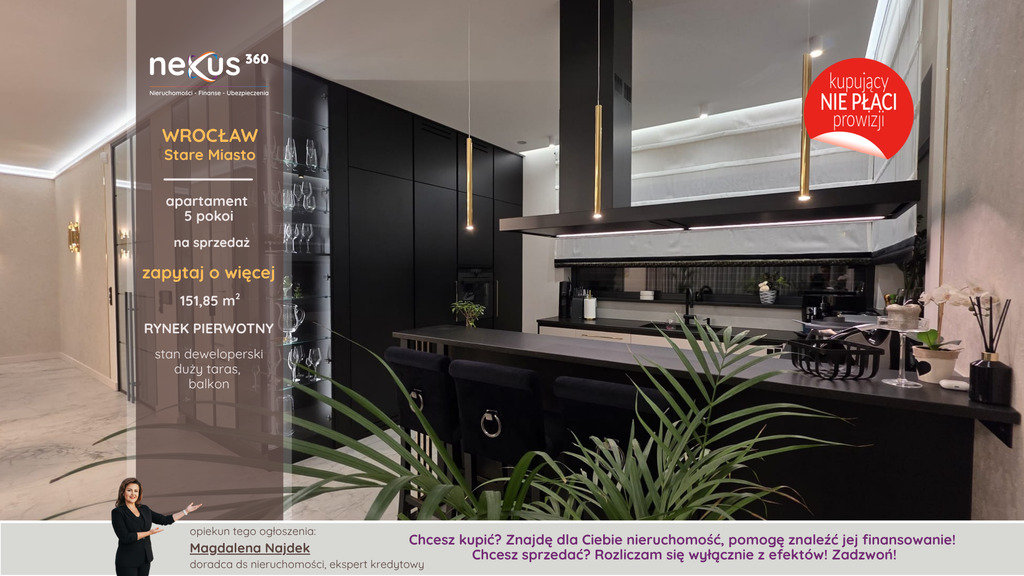 Apartament 5 pokoi, loggia, taras