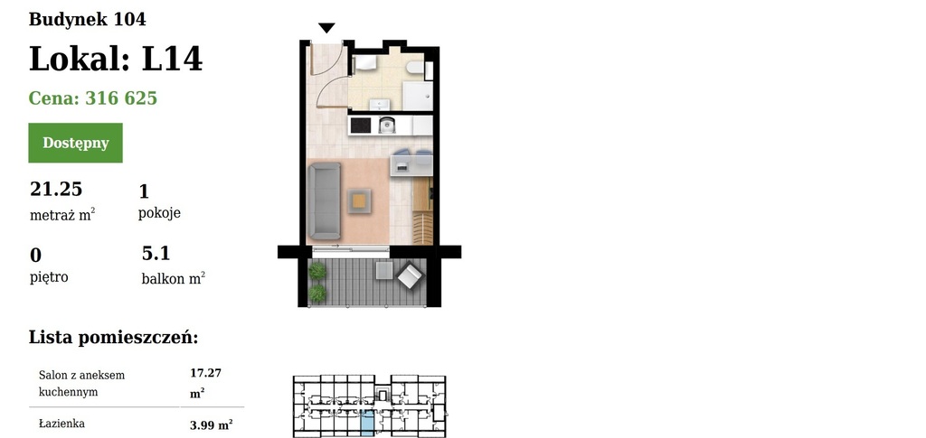 Mieszkanie na sprzedaż Grzybowo 21 m2 | Arka Nieruchomości