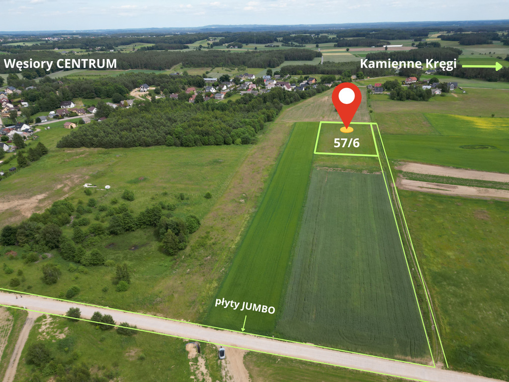Działka z Warunkami Zabudowy 3 677 m²  Węsiory