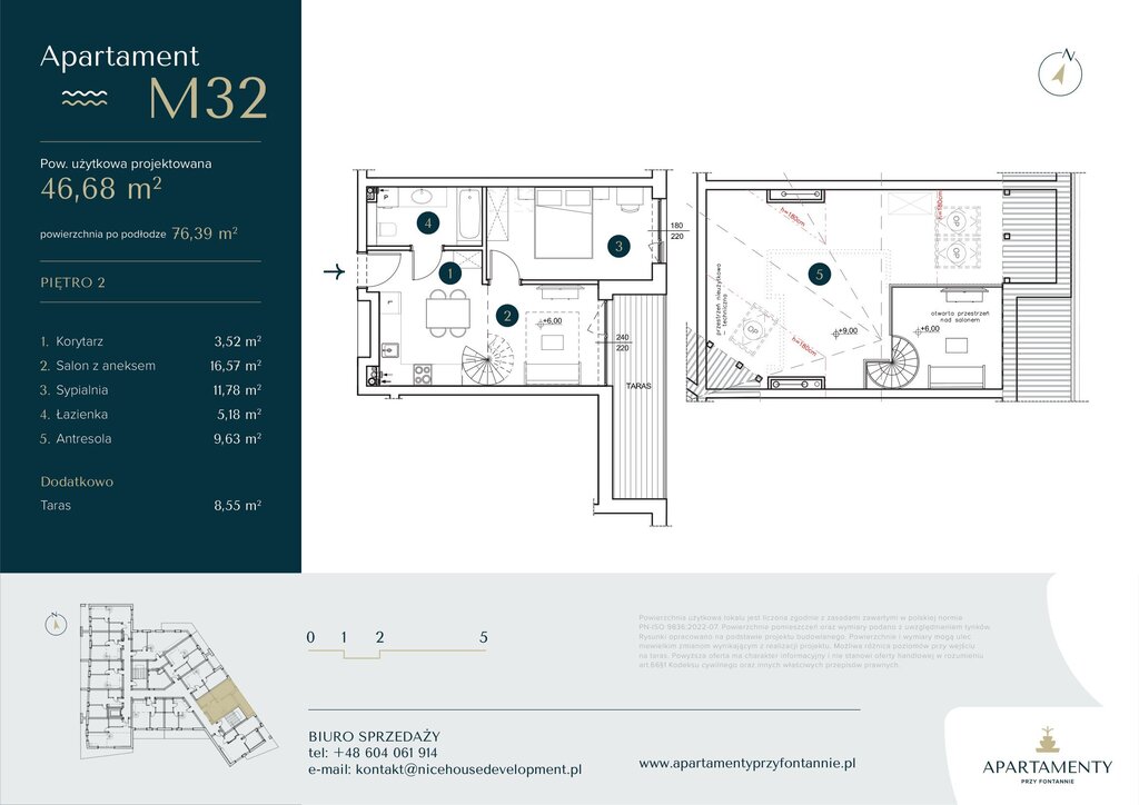 Apartament M32 – dwupoziomowy z antresolą