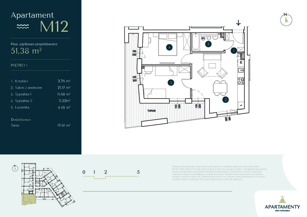 Apartament M12 – 2 sypialnie i narożny taras