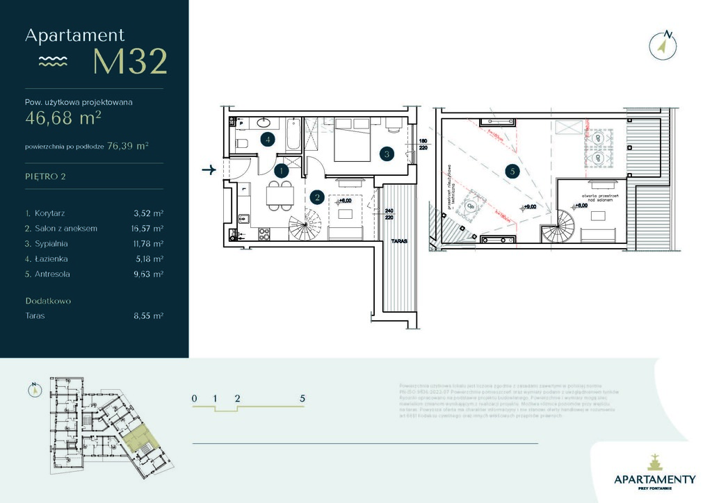 Apartament M32 – Duża sypialnia i antresola