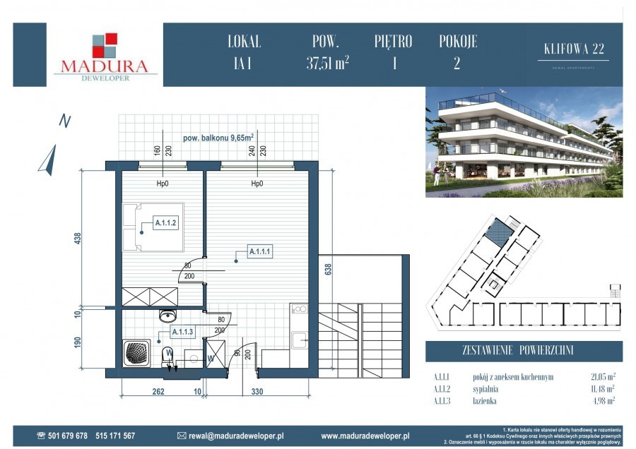 Mieszkanie na sprzedaż Rewal 38 m2 | Arka Nieruchomości
