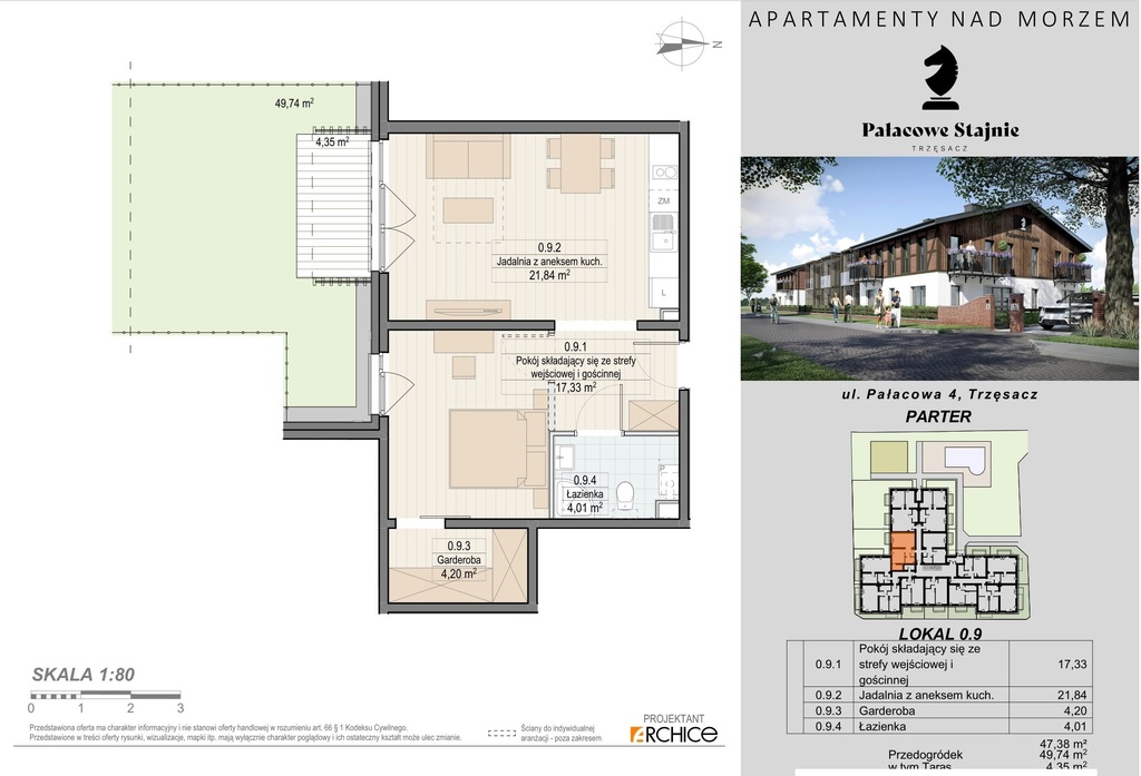 Mieszkanie na sprzedaż Trzęsacz 47 m2 | Arka Nieruchomości